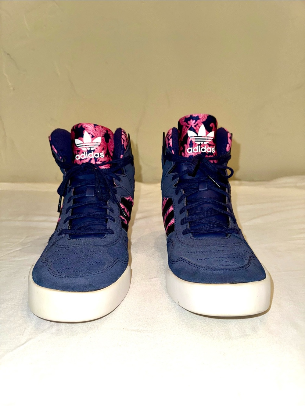 Adidas Originals Spectra Baroq High Top Sneakers - Women’s 9.5 Navy Pink Floral